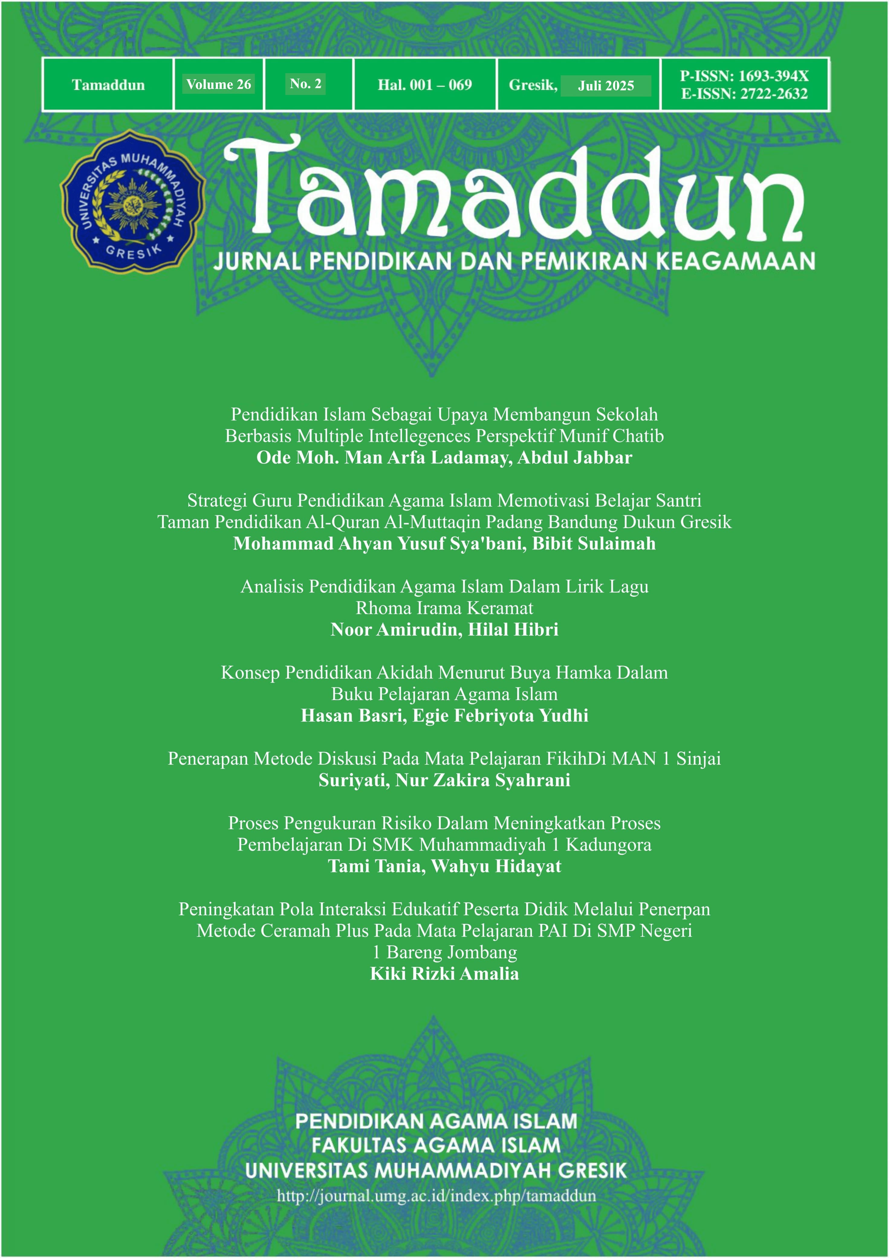 					View Vol. 26 No. 2 (2025): Tamaddun: Jurnal Pendidikan dan Pemikiran Keagamaan
				